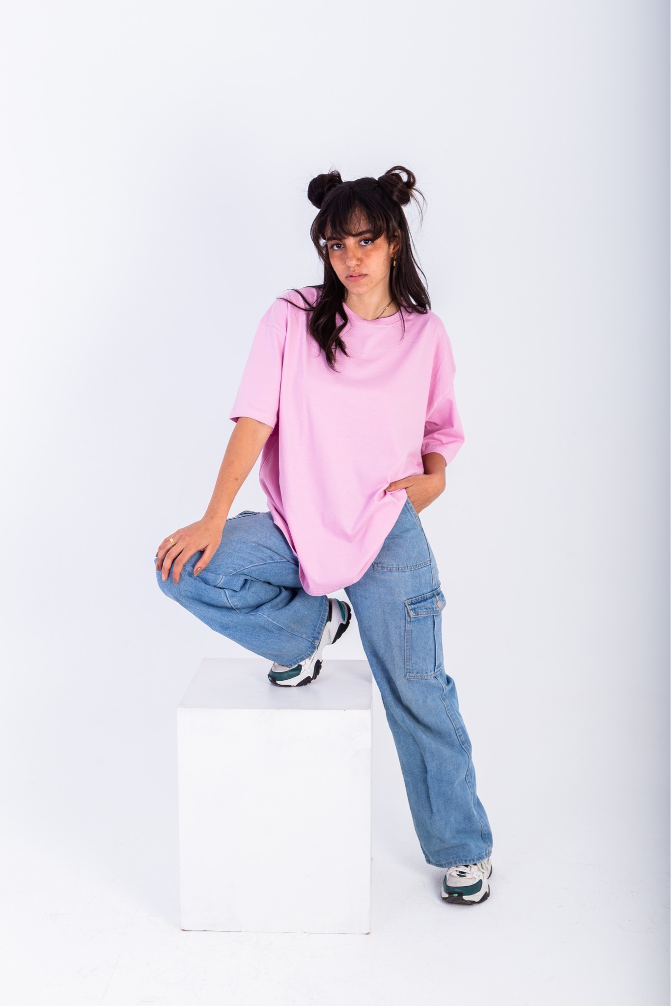 Pink basic oversized T-shirt